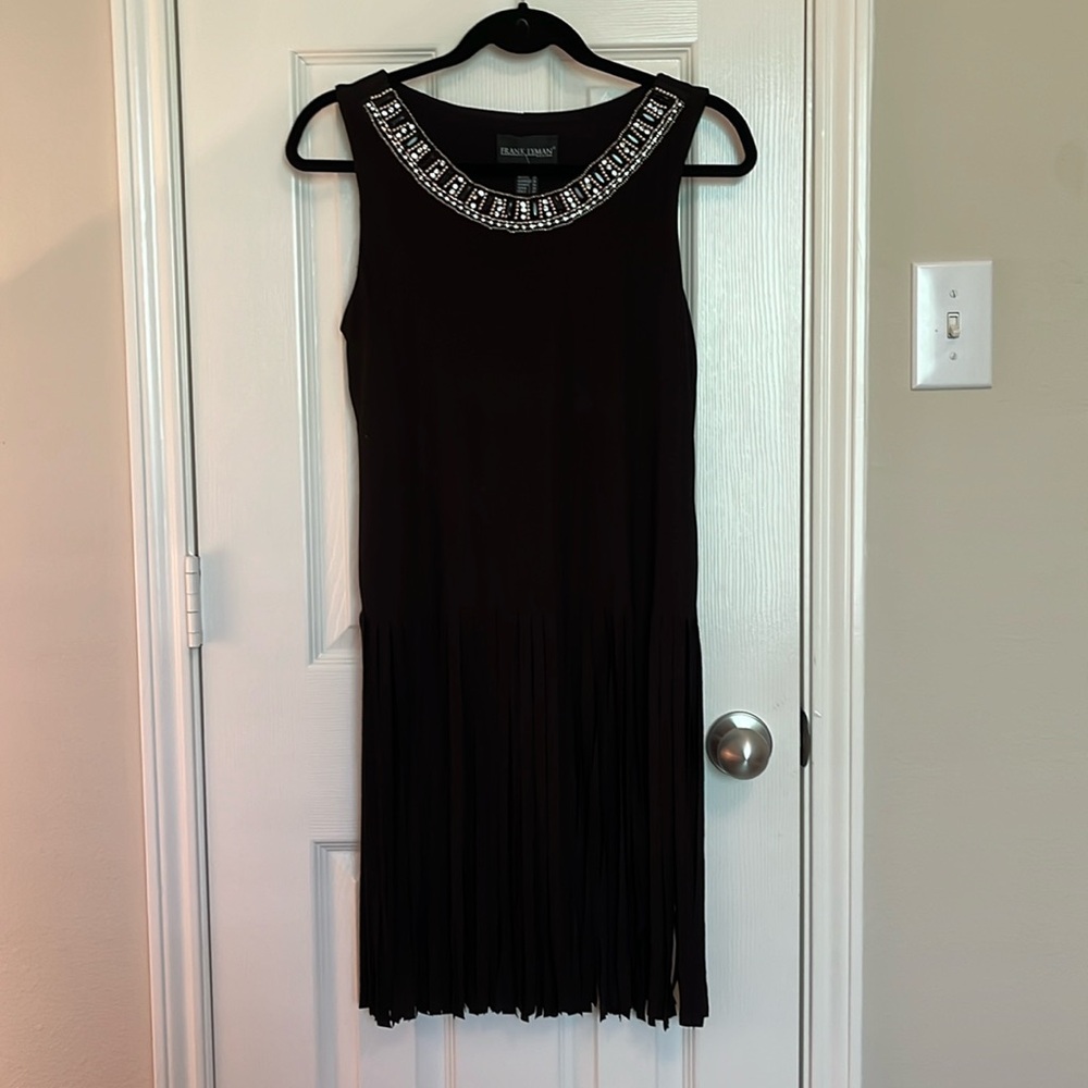 NWT Frank Lyman Jeweled Fringe Tunic